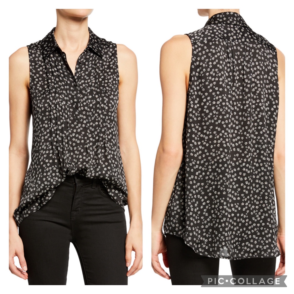 Equipment Carvelle Floral Pleated Blouse Daisy Print Size Small
